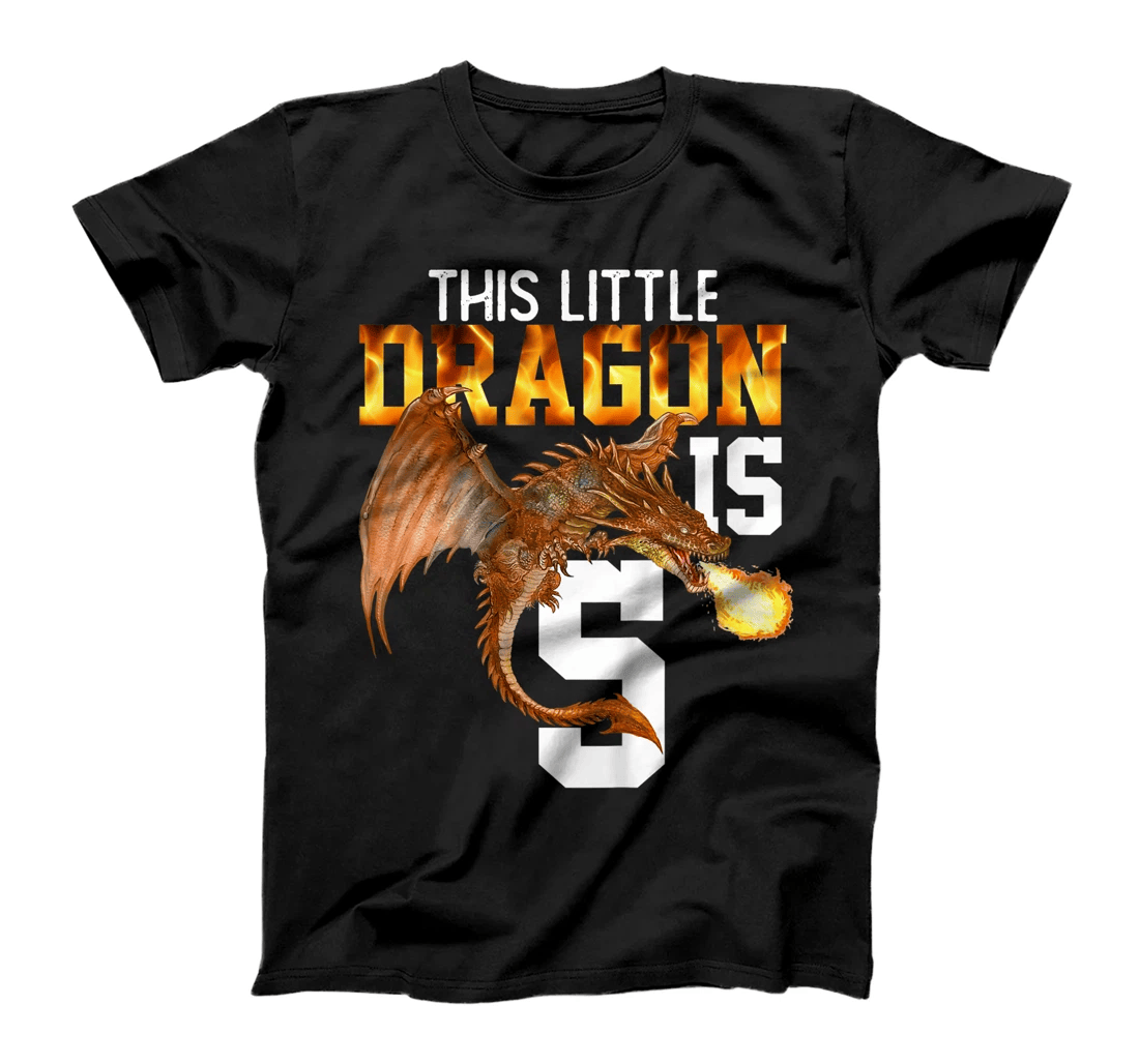 Kids Turning 5 Year Old Birthday Gift Boy Dragon 5th Bday Girl T-Shirt