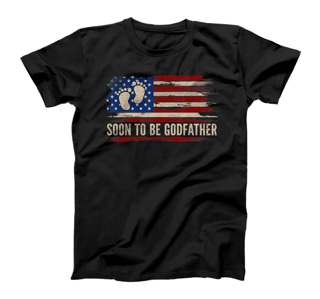 Vintage Soon To Be Godfather American Flag Father's Day Gift T-Shirt