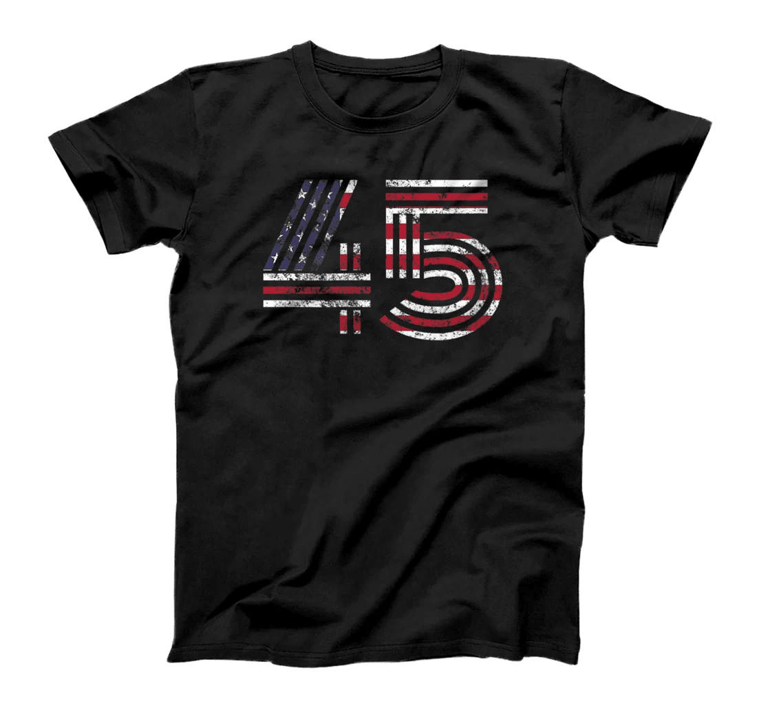 45 American Flag - Support President Trump - Political T-Shirt