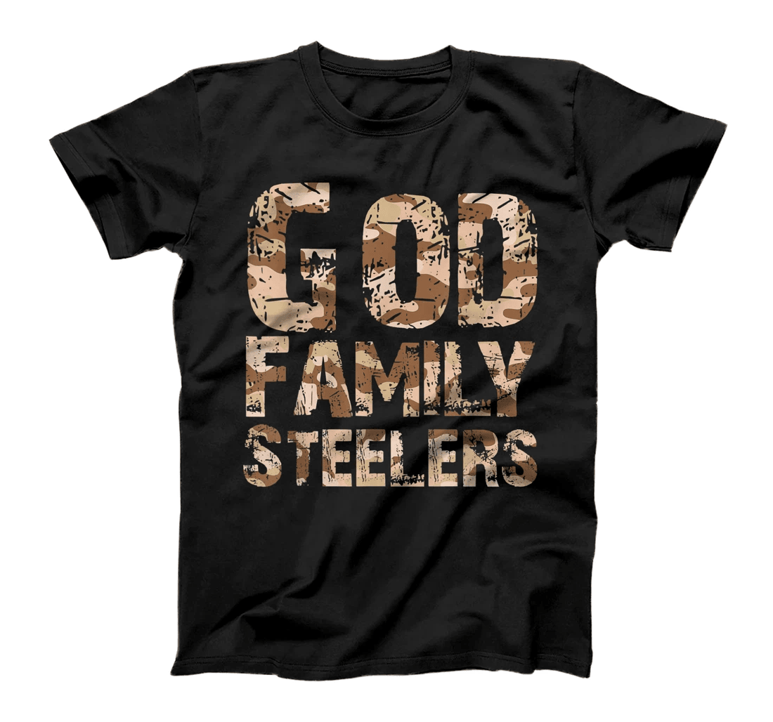 God Family Steelers Pro Us Camouflage Father's Day Dad Gift T-Shirt