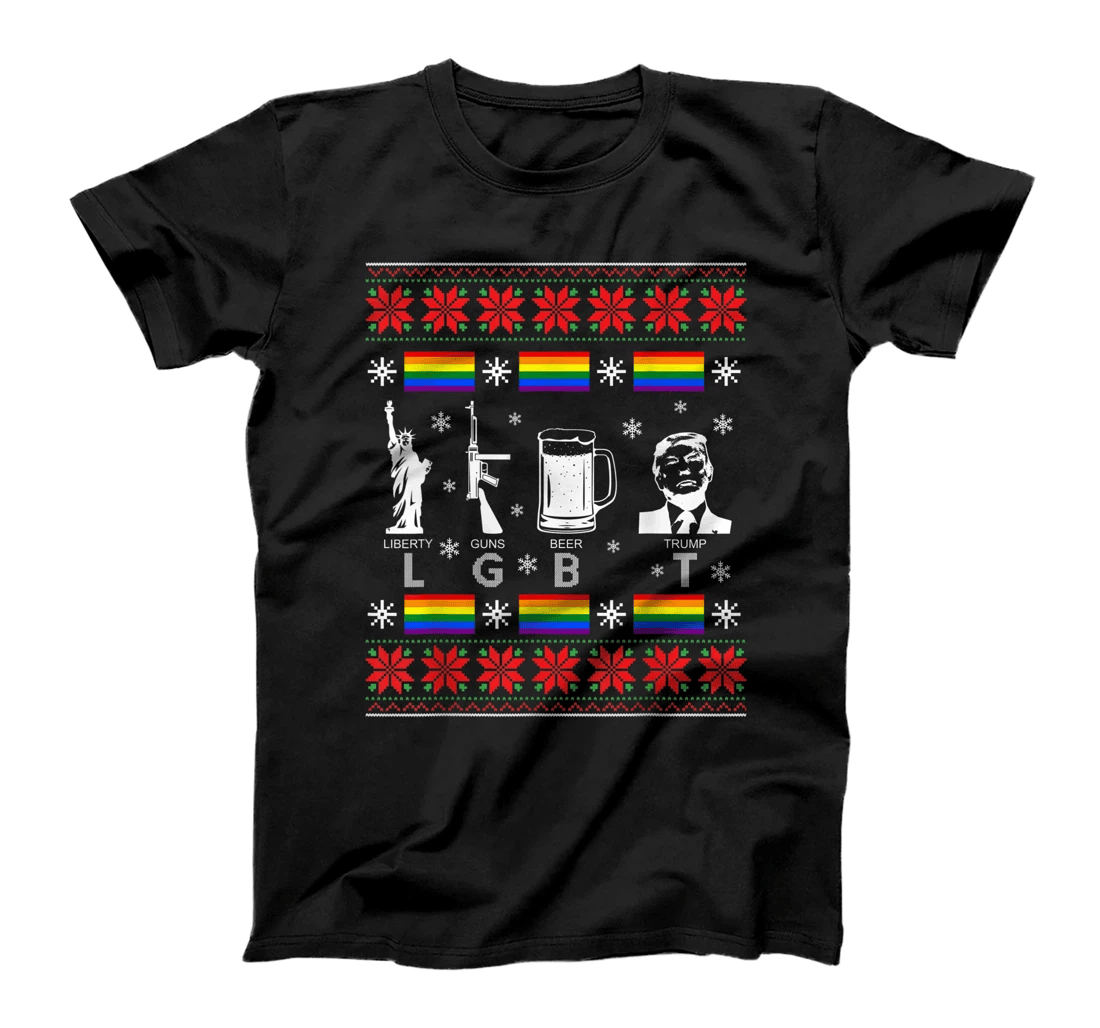 LGBT Liberty Guns Beer Trump Ugly Christmas Sweater Gift T-Shirt