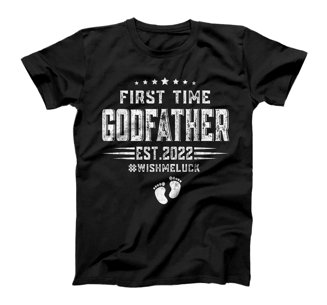 Mens Funny First Time Godfather Est 2022 Fathers Day T-Shirt