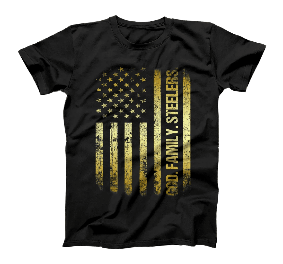 Veteran God Family Steelers Pro Us Flag | Father's Day Dad T-Shirt