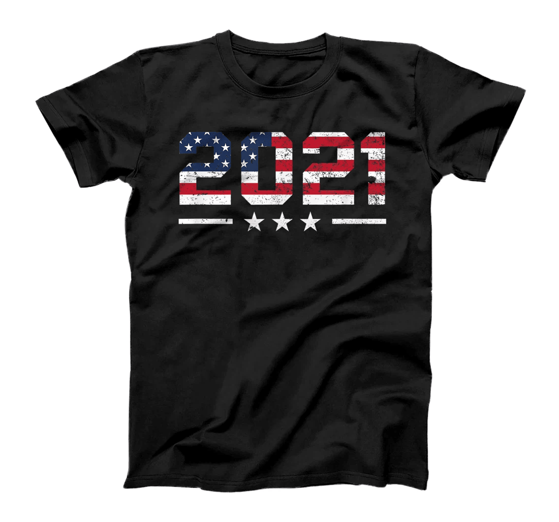 Cool New Years Clothing Gifts Veteran Soldier 2021 USA Flag T-Shirt