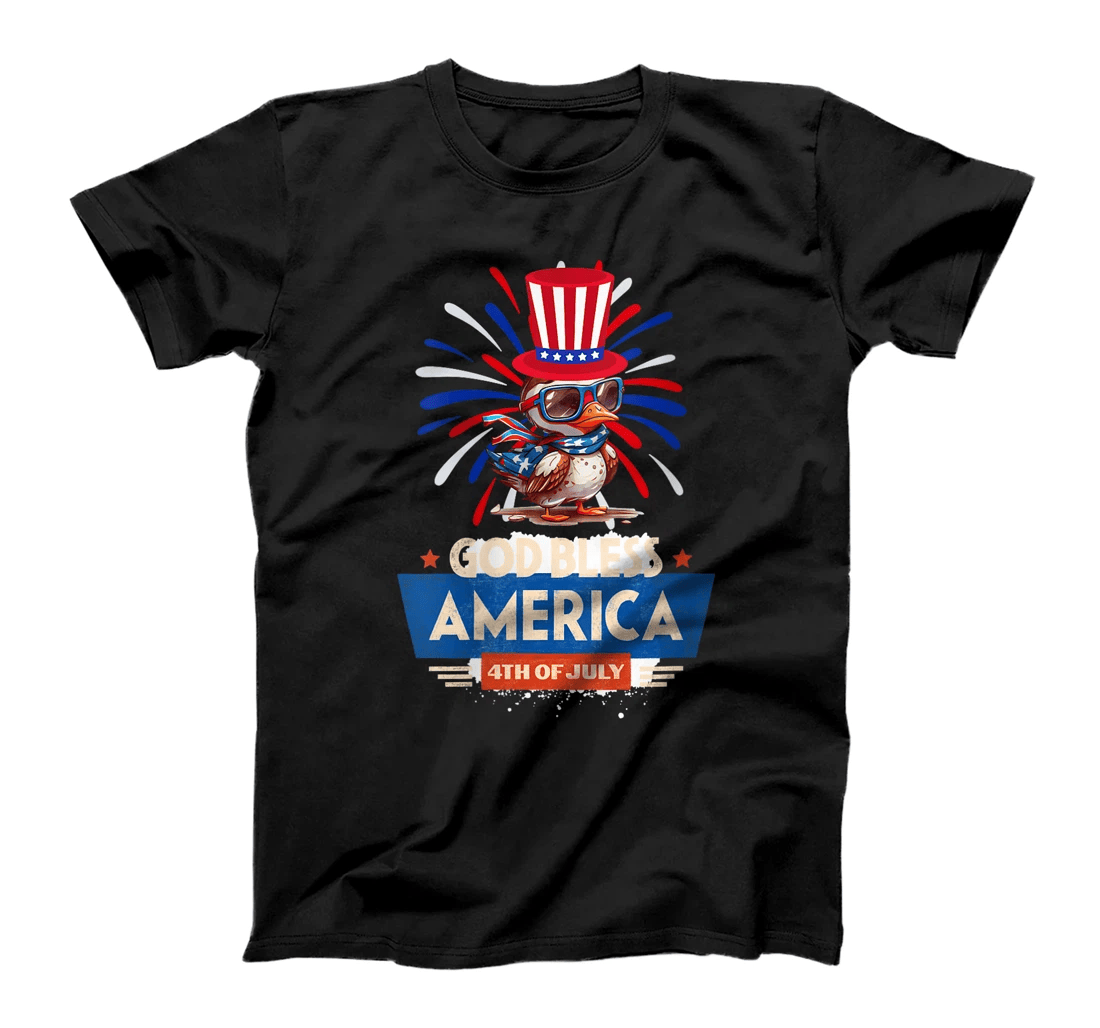 Womens God Bless America 4th of July Happy Independence Day T-Shirt