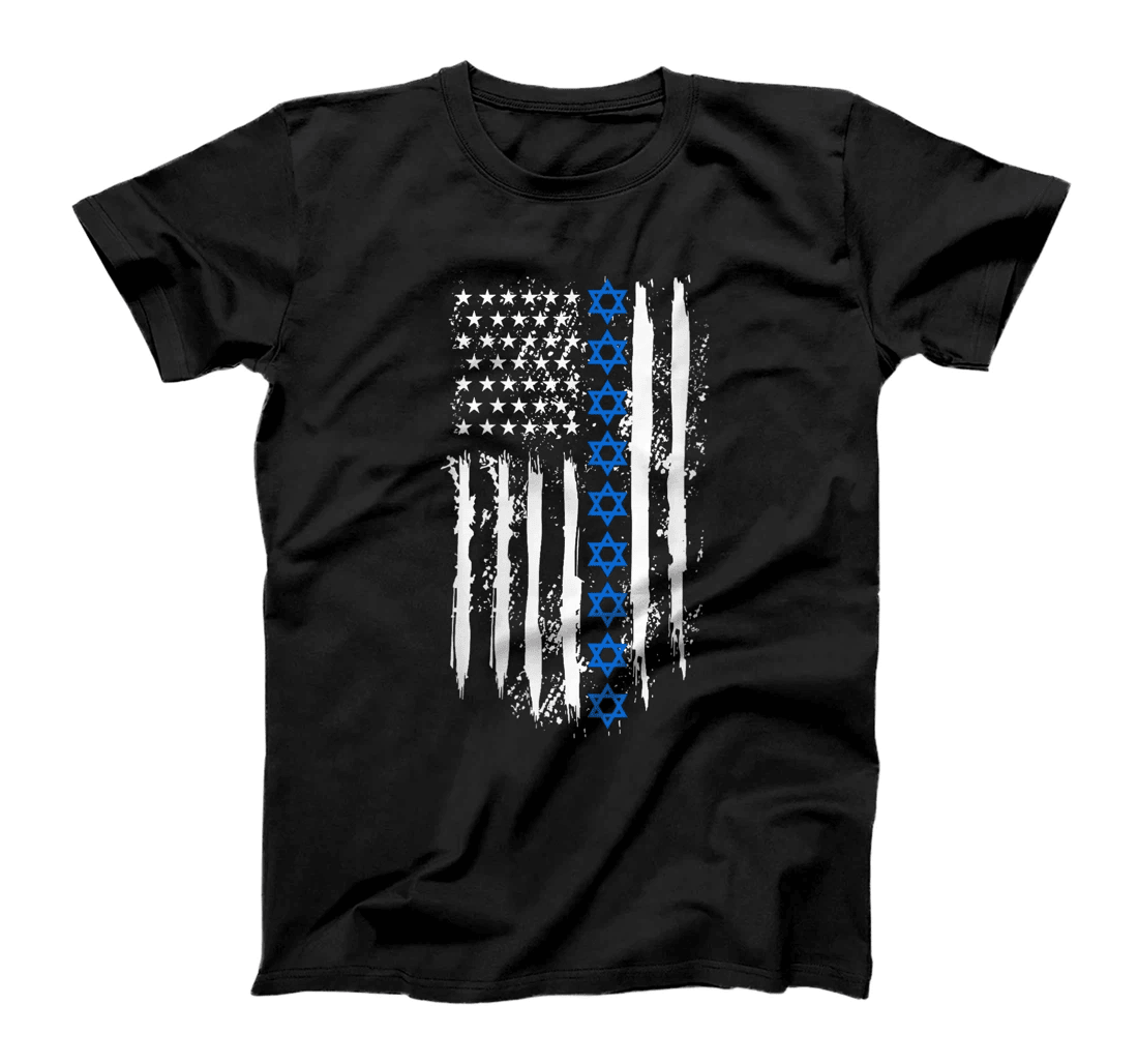 Womens Israel Independence Star American Flag T-Shirt