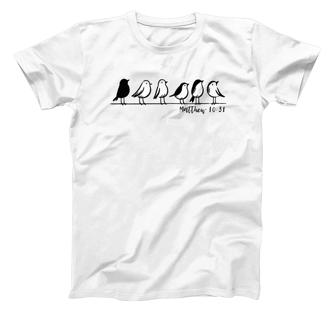 God Cares for You Birds Design | Matthew 10:31 Christian Art T-Shirt