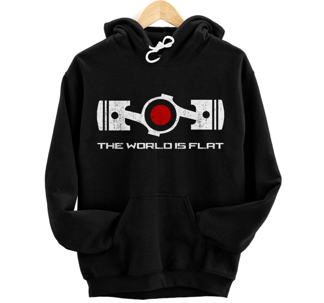 The World Is Flat Opposed Cylinder Engine Japan Flag Pullover Hoodie