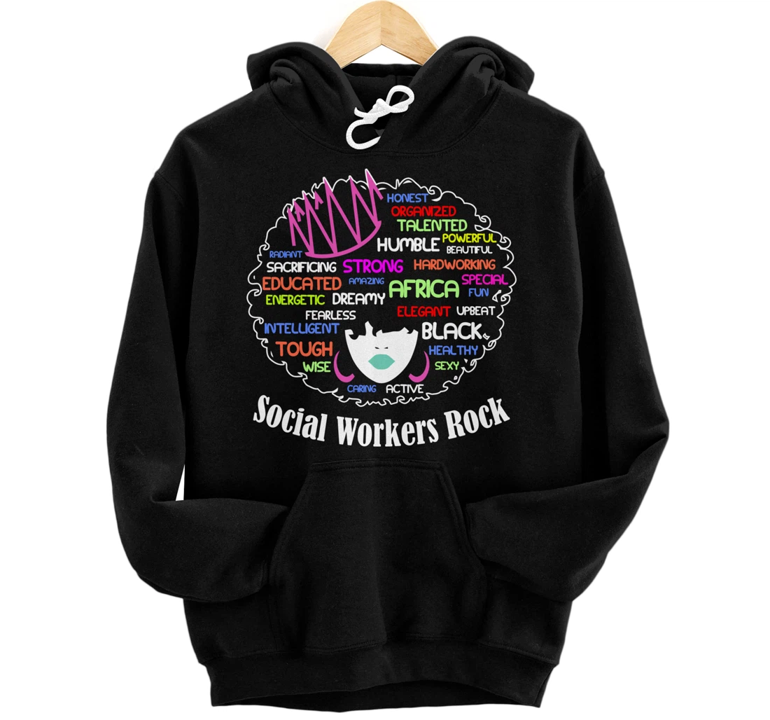 Black Queen Social Workers Rock Magic Diva Gift Design desig Pullover Hoodie