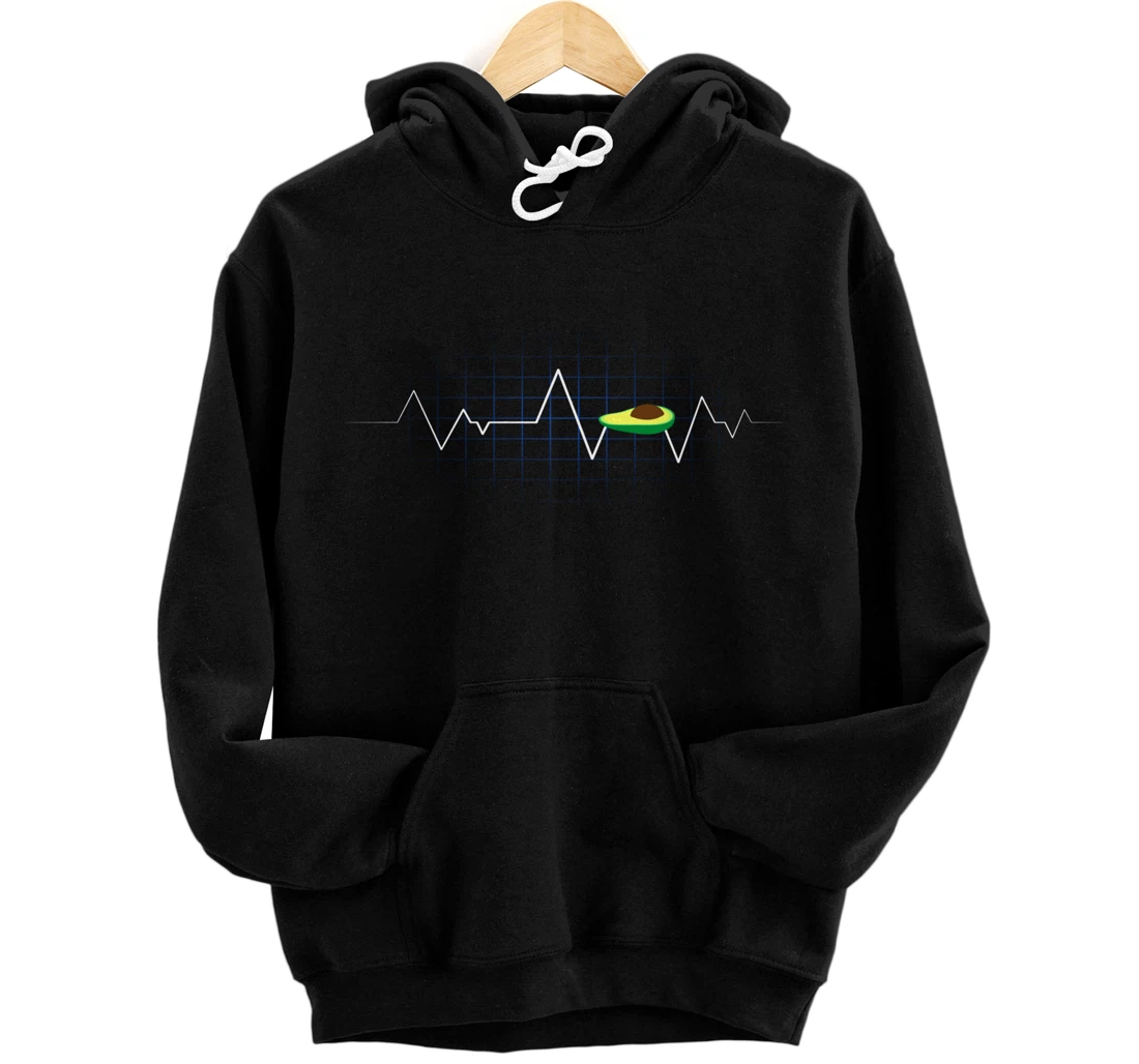 Avocado Heartbeat Hoodie Funny Avocado Hoodie Vegan Pullover Hoodie