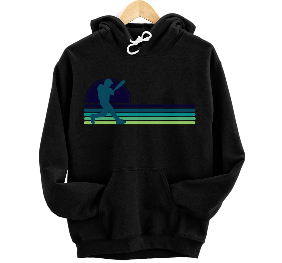 Baseball Player Blue Green Horizontal Half Sunset Pullover Hoodie