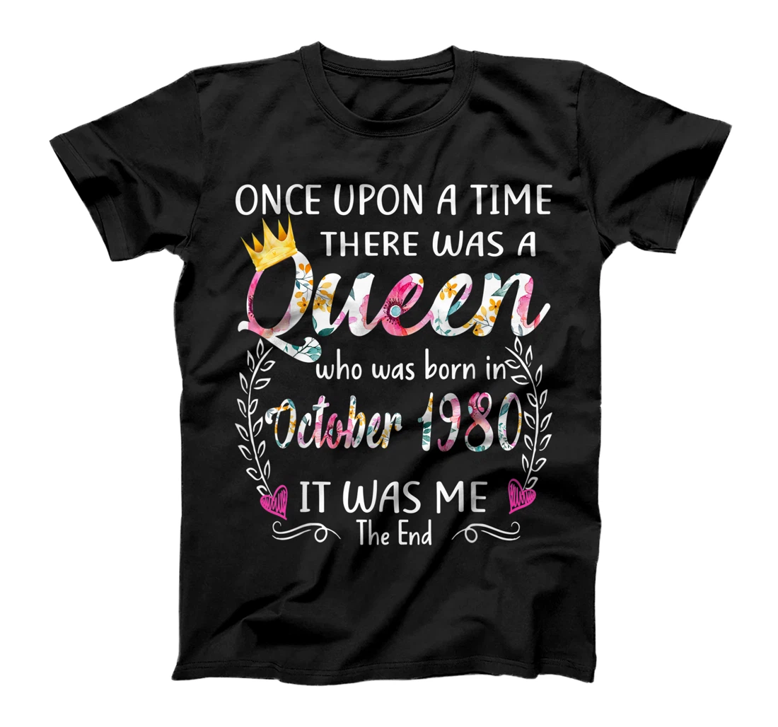 Girls 40th Birthday Queen October 1980 Queen Birthday T-Shirt