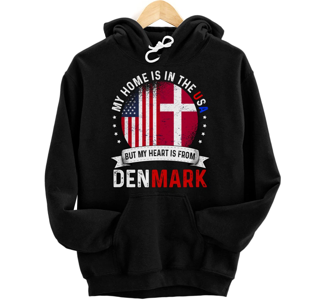 Danish American Patriot Heart is from Denmark Flag Pullover Hoodie