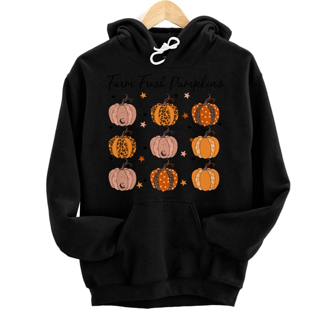 Personalized Farm Fresh Pumpkins Fall Autumn Thanksgiving Pumpkin Leopard Pullover Hoodie