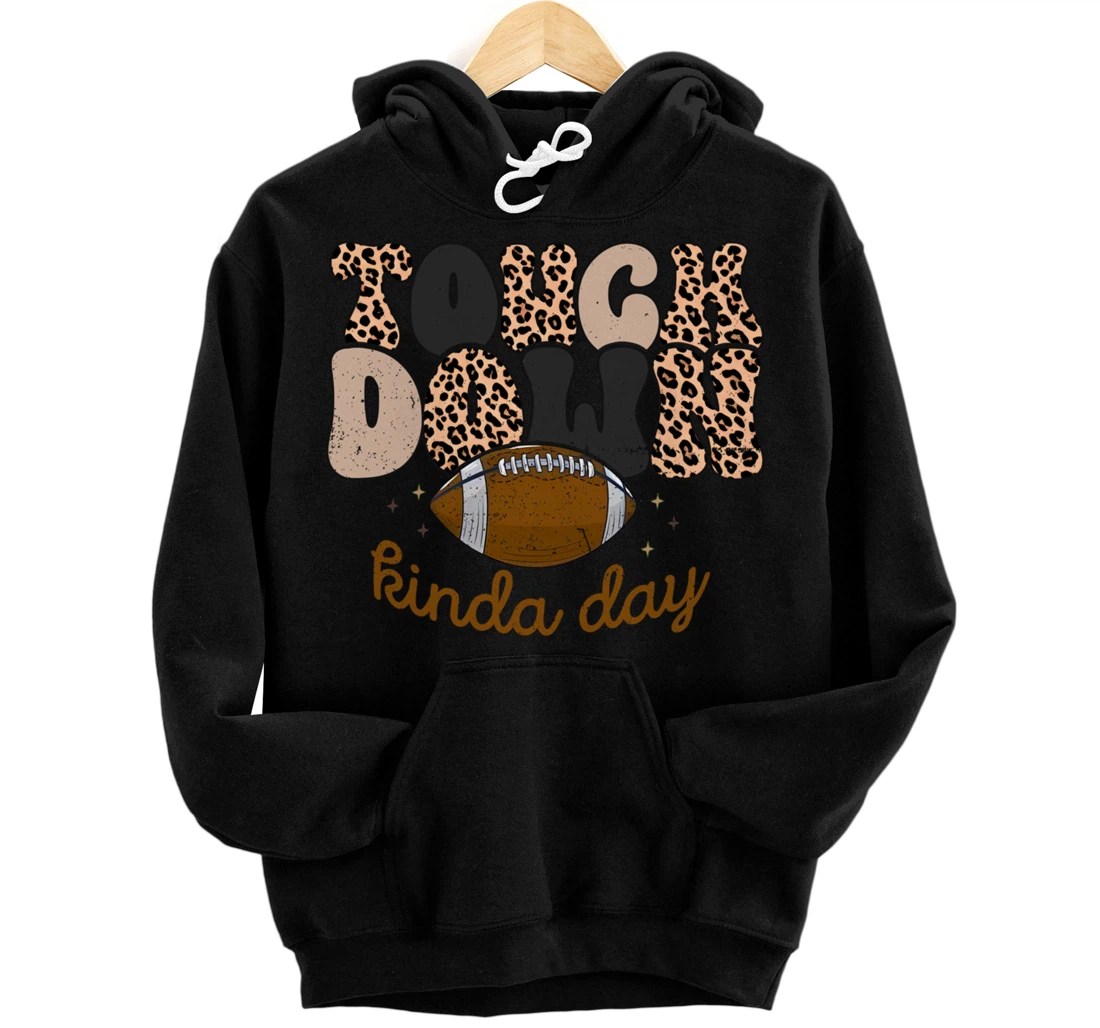 Personalized Touchdown Kinda Day Football Game Day Football Lover Leopard Pullover Hoodie