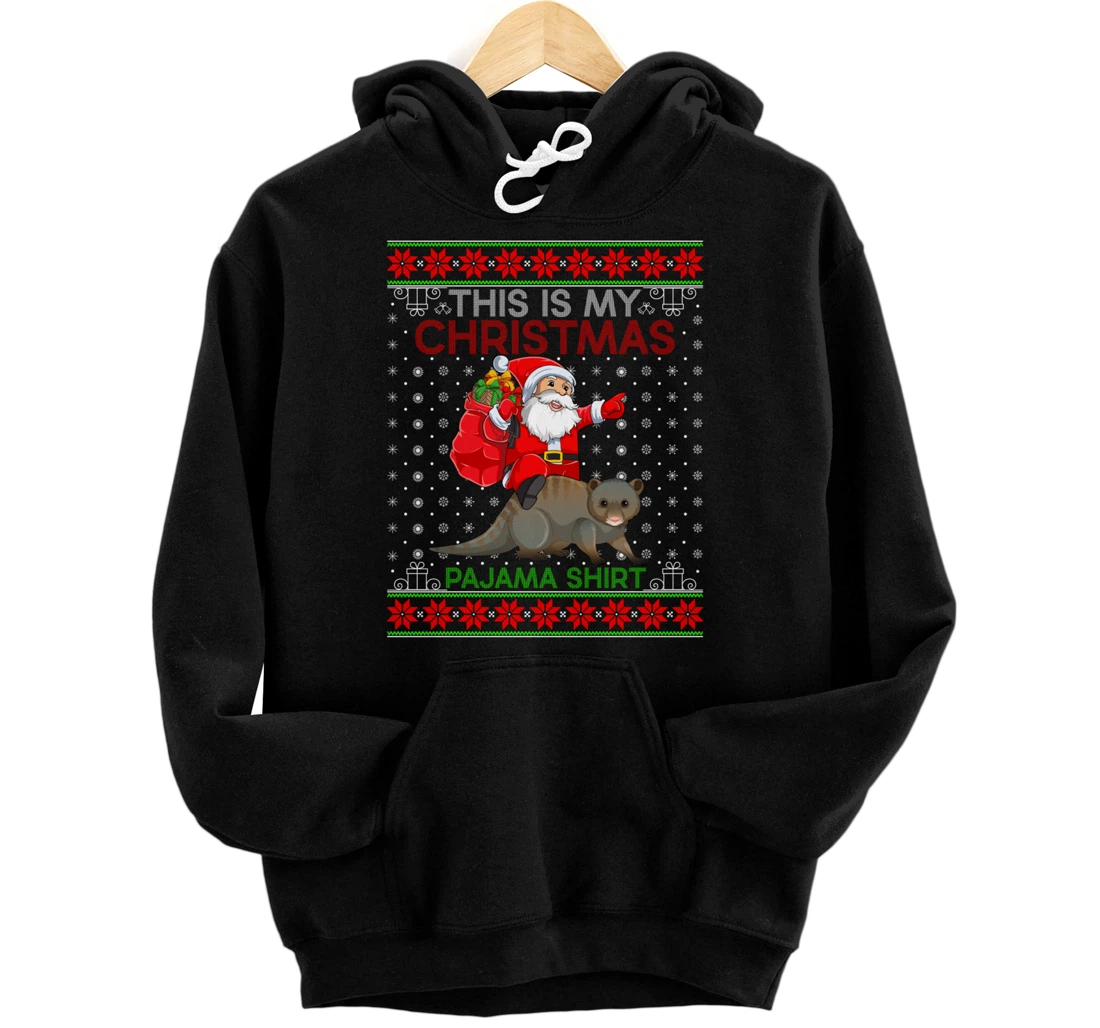 Personalized Ugly Xmas Sweater Style Santa Riding Mongoose Christmas Pullover Hoodie