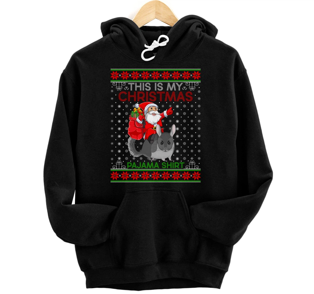 Personalized Ugly Xmas Sweater Style Santa Riding Chinchilla Christmas Pullover Hoodie