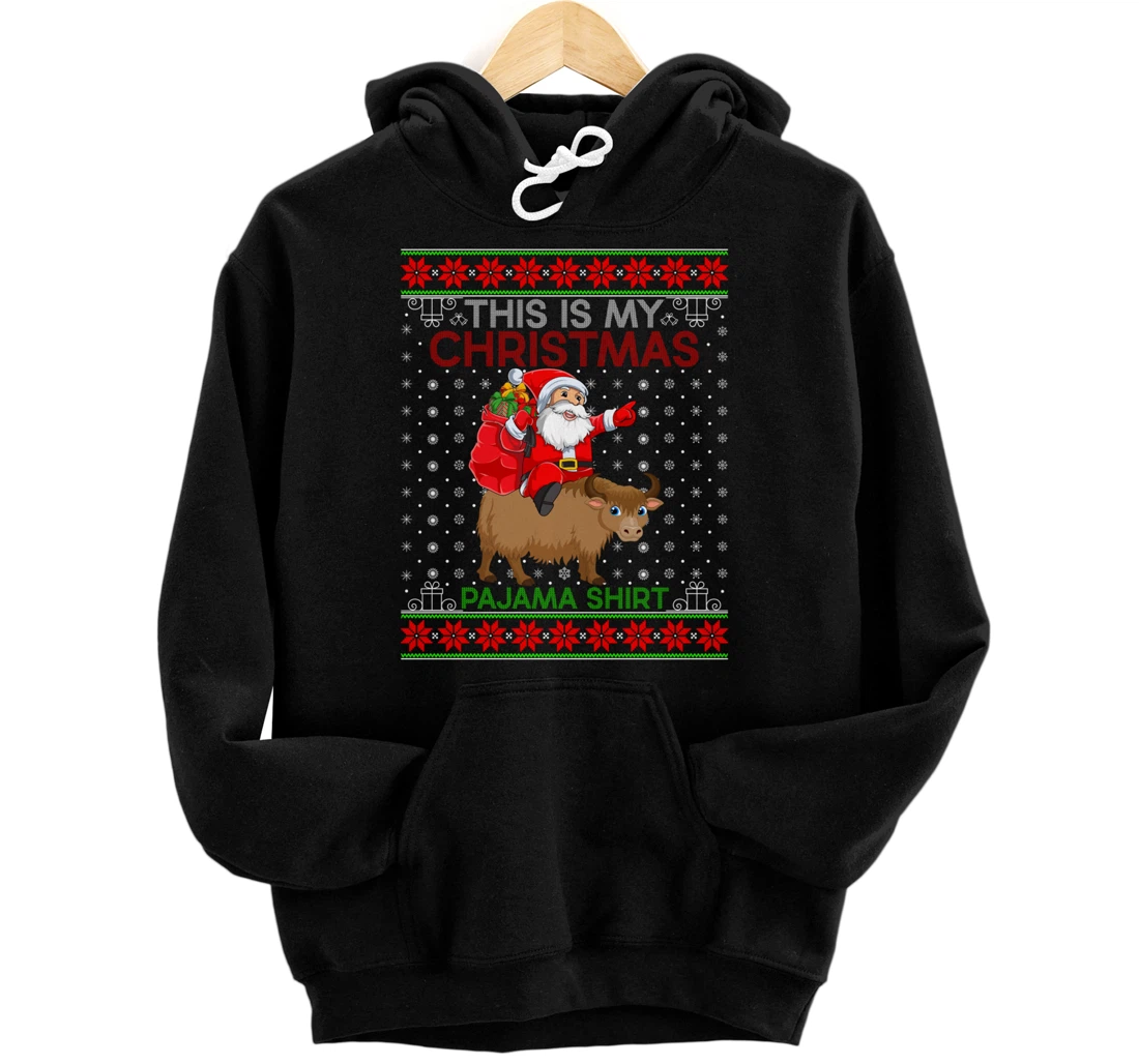 Personalized Ugly Yak Xmas Sweater Style Santa Riding Yak Christmas Pullover Hoodie