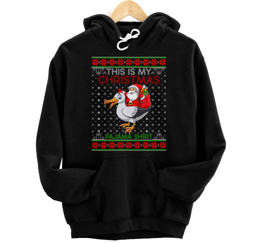 Personalized Ugly Xmas Sweater Style Santa Riding Albatross Christmas Pullover Hoodie