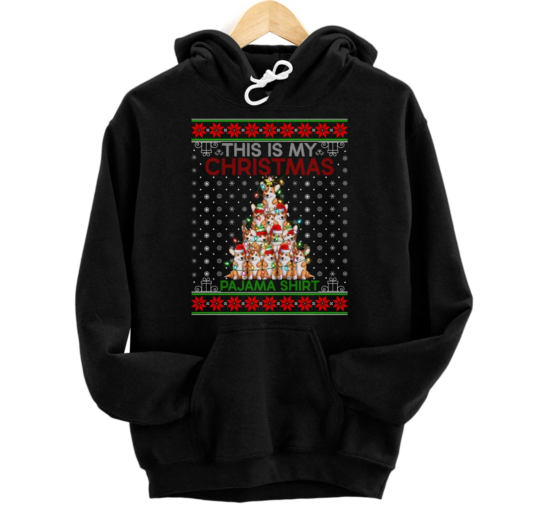 Personalized Ugly Xmas Tree Sweater Style Santa Riding Dog Tree Christmas Pullover Hoodie