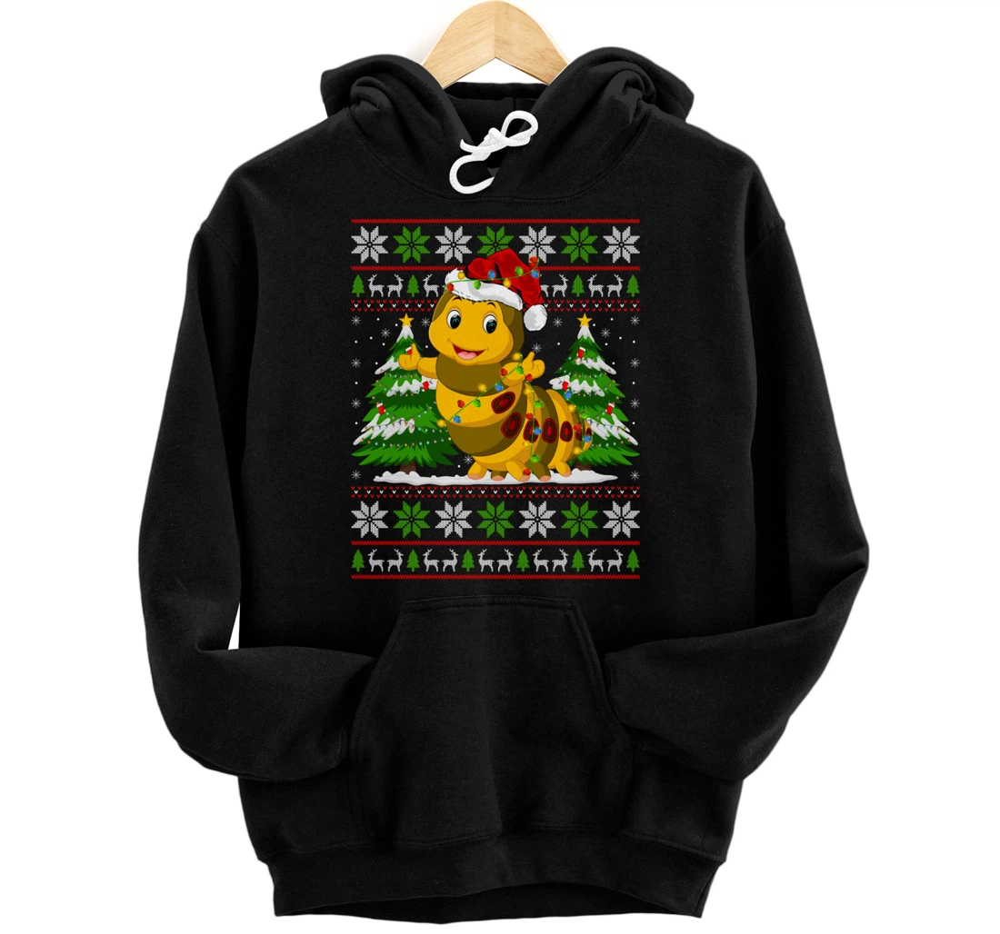 Personalized Caterpillar Christmas Lights Xmas Ugly Sweater Christmas Pullover Hoodie