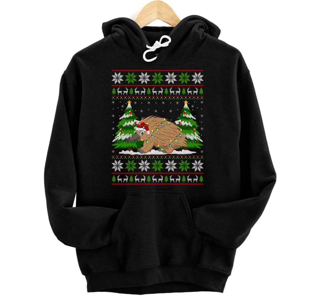 Personalized Echidna Christmas Lights Xmas Ugly Sweater Christmas Pullover Hoodie