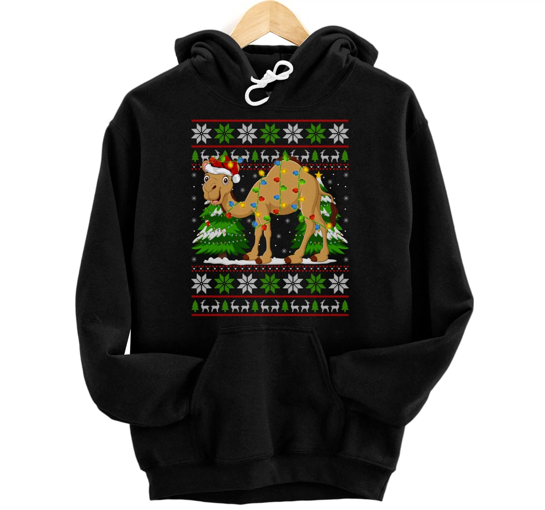 Personalized Camel Christmas Lights Xmas Ugly Sweater Christmas Pullover Hoodie