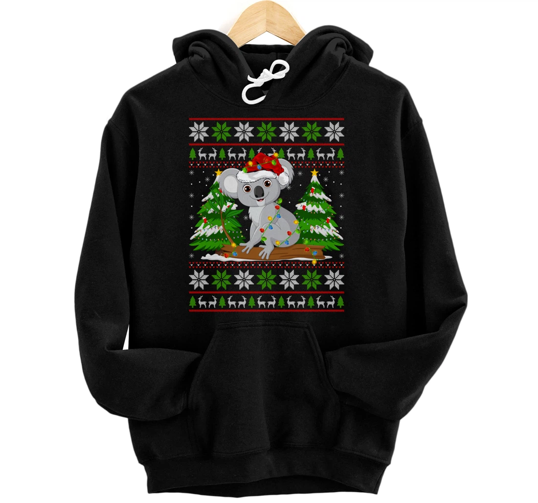 Personalized Koala Christmas Lights Xmas Ugly Sweater Christmas Pullover Hoodie