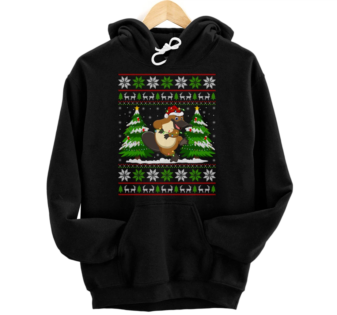 Personalized Platypus Christmas Tree Lights Xmas Ugly Sweater Christmas Pullover Hoodie