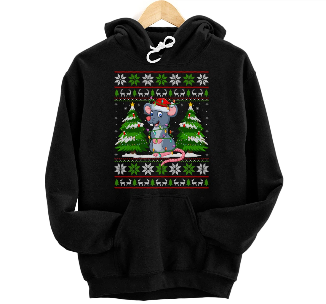 Personalized Mouse Christmas Lights Xmas Ugly Sweater Christmas Pullover Hoodie