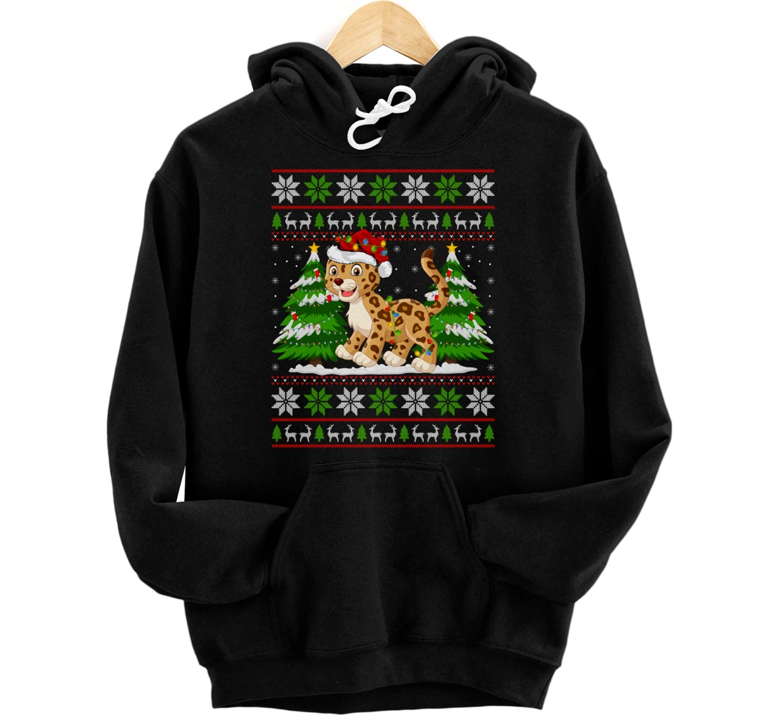 Personalized Jaguar Christmas Lights Xmas Ugly Sweater Christmas Pullover Hoodie