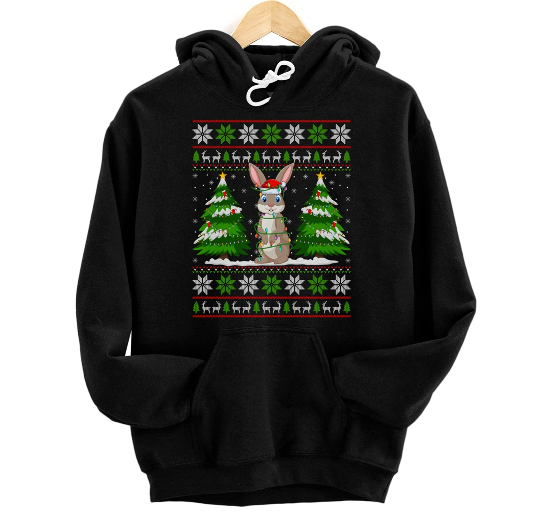 Personalized Hare Christmas Lights Xmas Ugly Sweater Christmas Pullover Hoodie