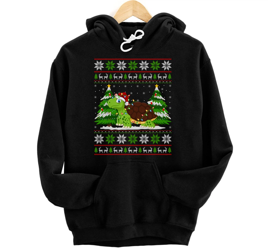 Personalized Giant Tortoise Christmas Lights Xmas Ugly Sweater Christmas Pullover Hoodie