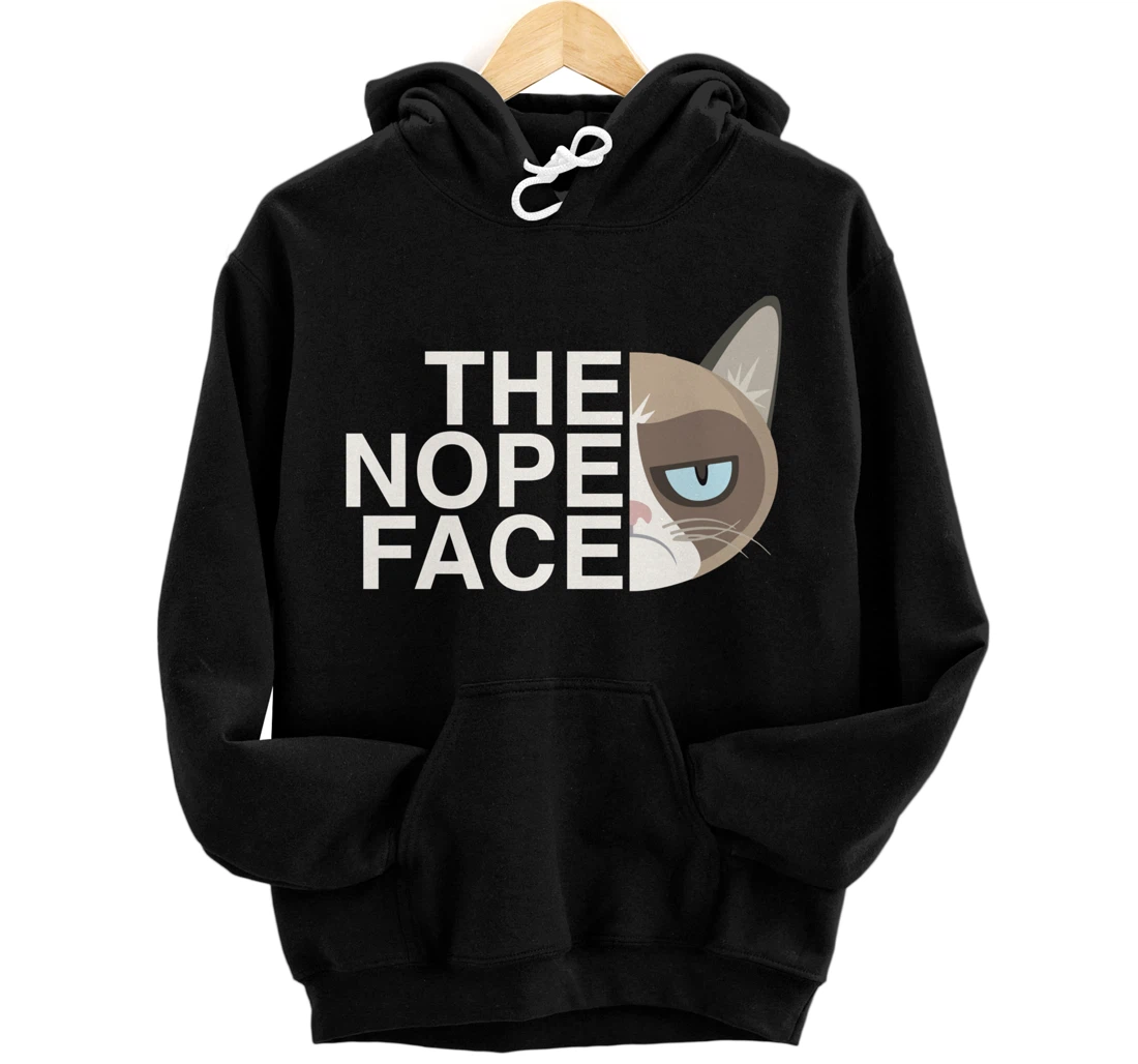 Personalized The Nope Face | Funny Lazy Cat Joke Hoodie for Men & Women Pullover Hoodie