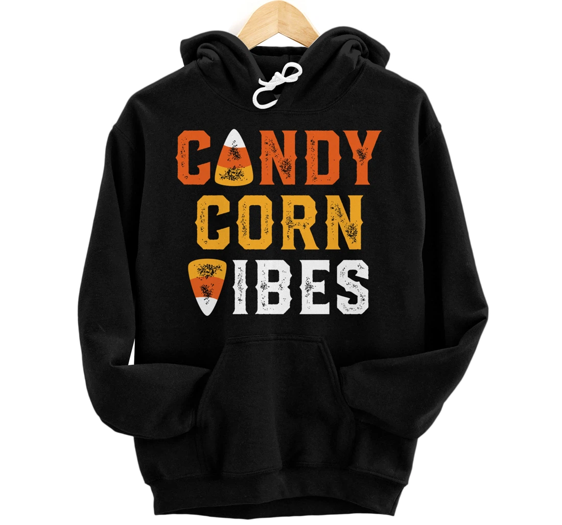 Personalized Halloween Candy Corn Vibes Retro Pullover Hoodie