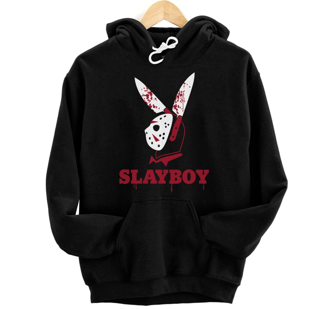 Personalized Scary Halloween Horror SlayBoy Hockey Mask Parody Pullover Hoodie