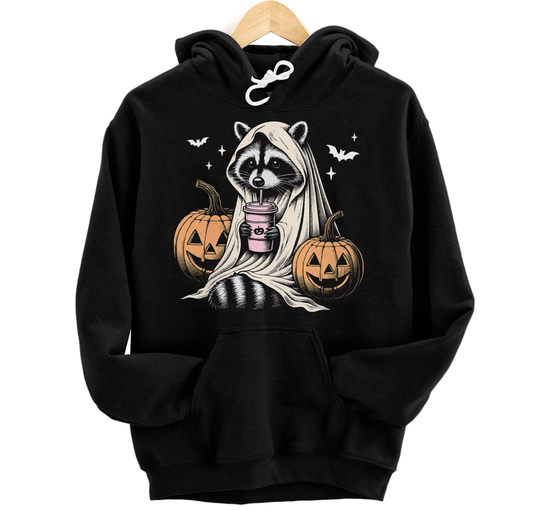 Personalized halloween raccoon ghost Pullover Hoodie