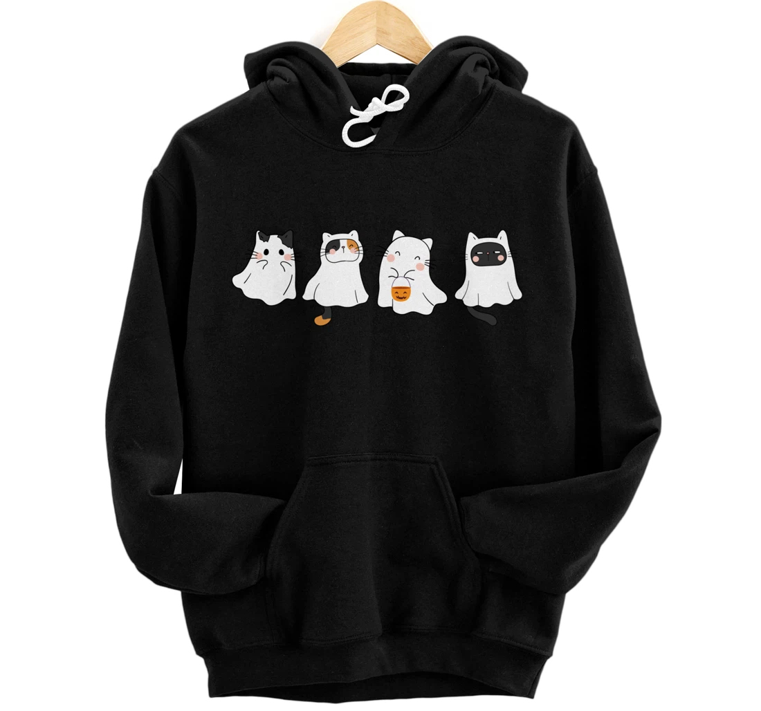 Personalized Cute Halloween Cat Ghost Costume for women Pullover Hoodie