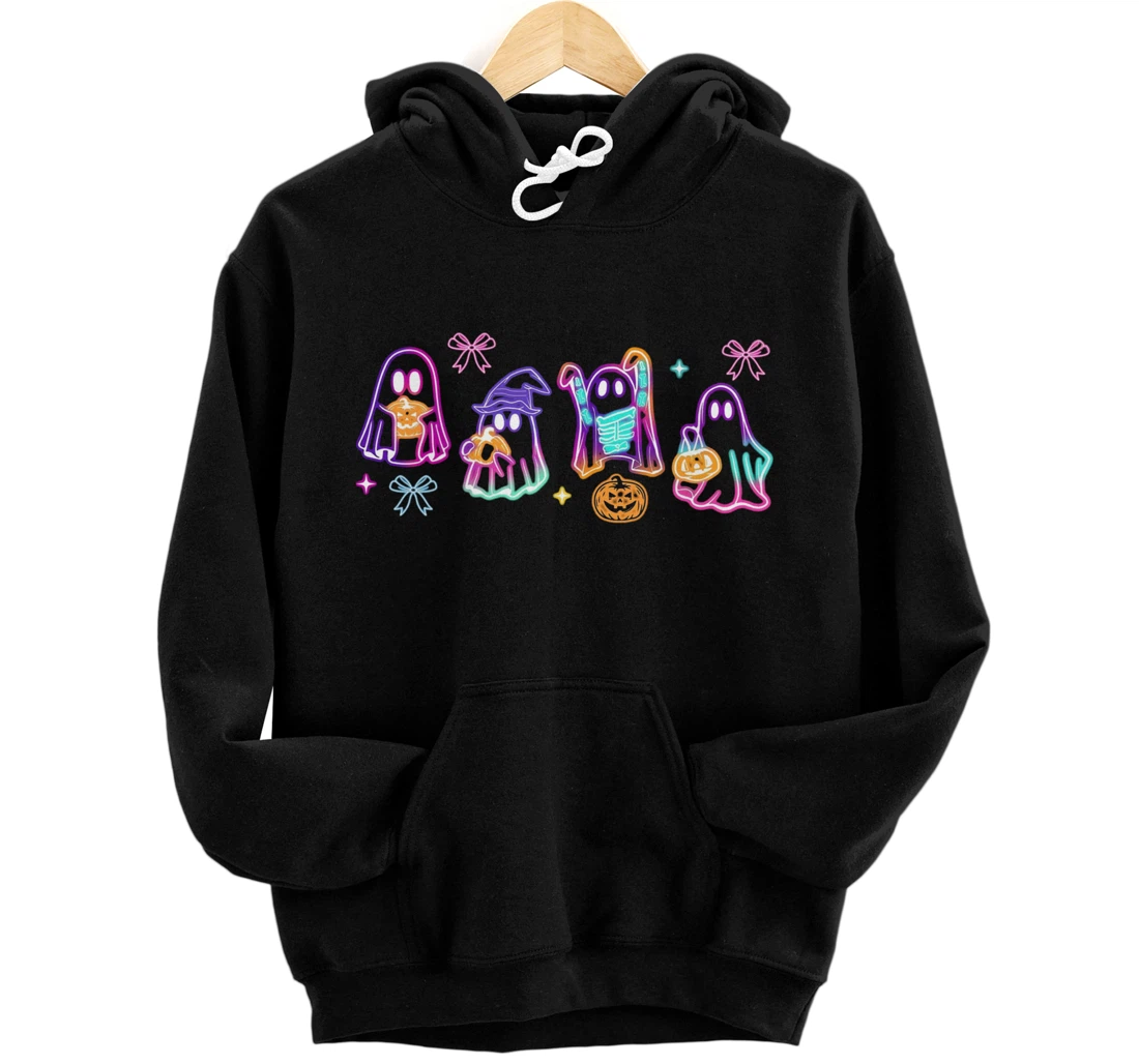 Personalized Retro Cute Coquette Halloween Neon Ghost Spooky Pullover Hoodie