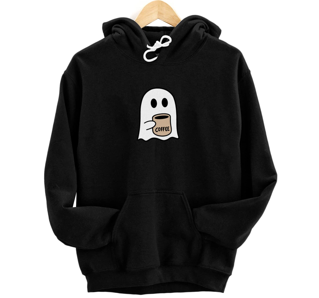 Personalized Ghost Drinking Coffee Funny Halloween Costume Coffee Lover Pullover Hoodie