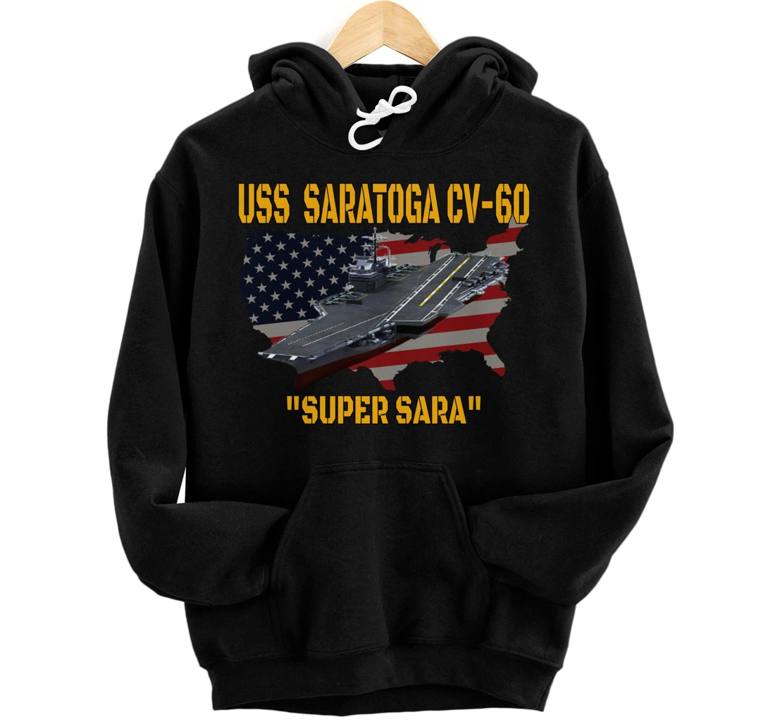 Personalized Aircraft Carrier USS Saratoga CV-60 Veterans Day Fathers Day Pullover Hoodie