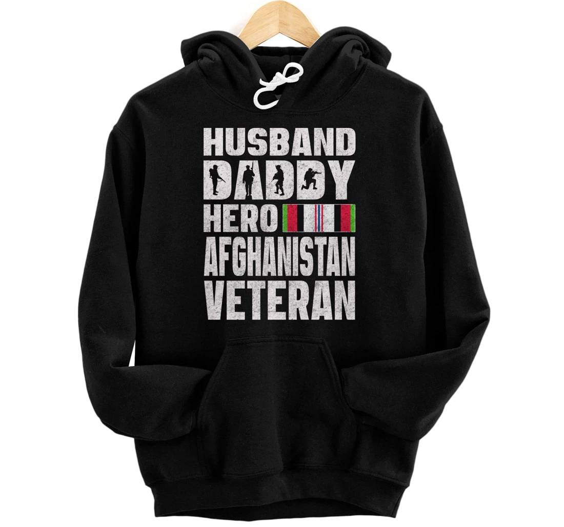 Personalized Husband Daddy Hero Afghanistan Veteran Hoodie Father Gifts Pullover Hoodie