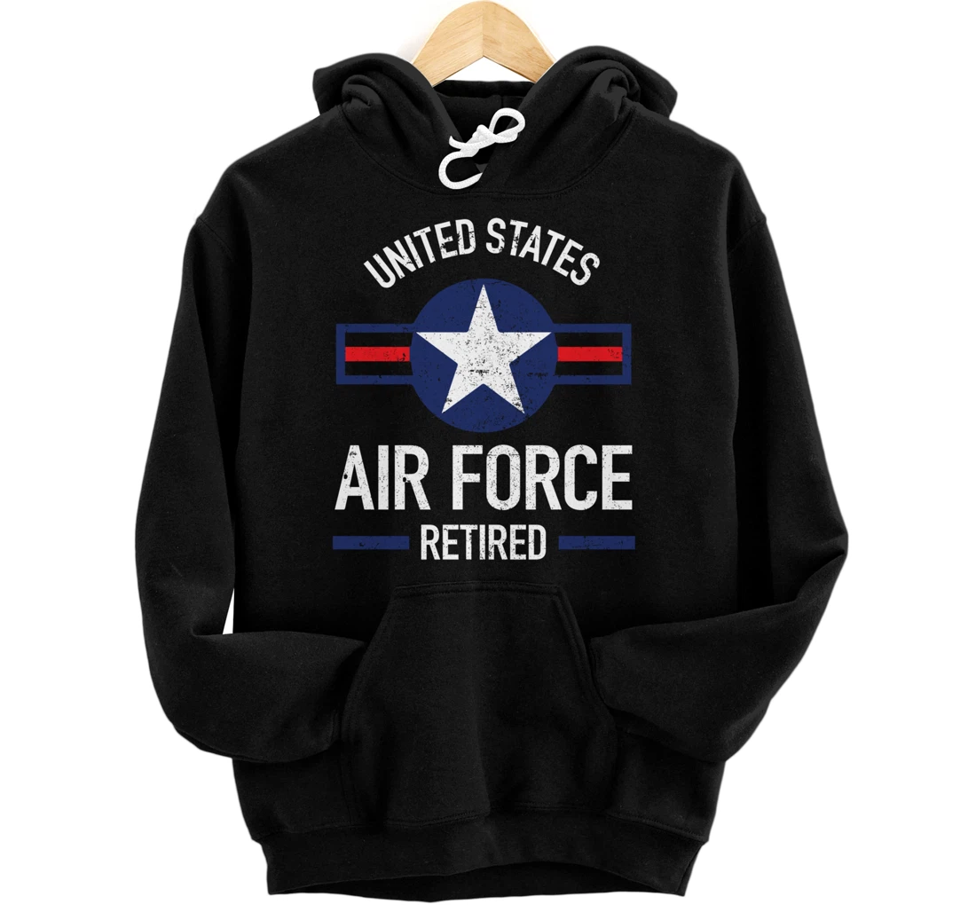 Personalized USAF Retired Air Force Military Retirement Gift Hoodie Pullover Hoodie