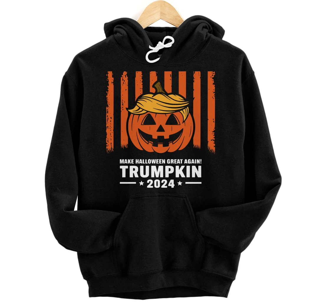 Personalized Trumpkin 2024 Make Halloween Great Again Funny Donald Trump Pullover Hoodie