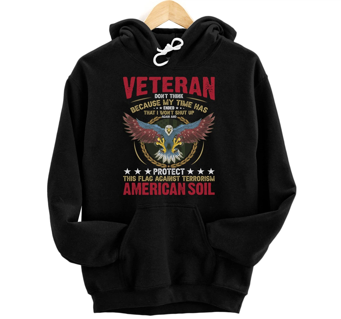 Personalized Patriotic Design with Veteran Slogan and US Eagle Pullover Hoodie