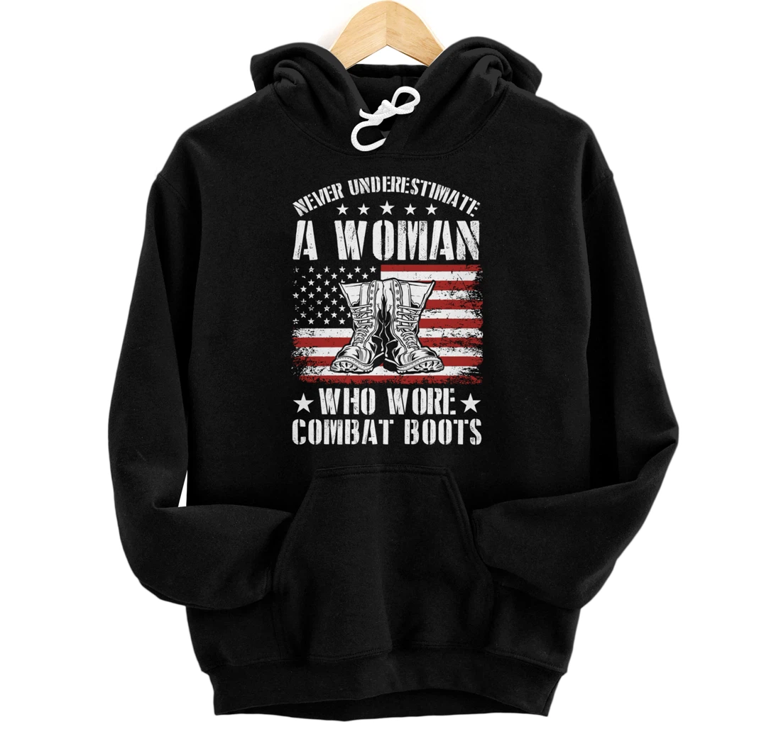 Personalized Veteran Women A Woman Who Wore Combat Boots Female Veteran Pullover Hoodie