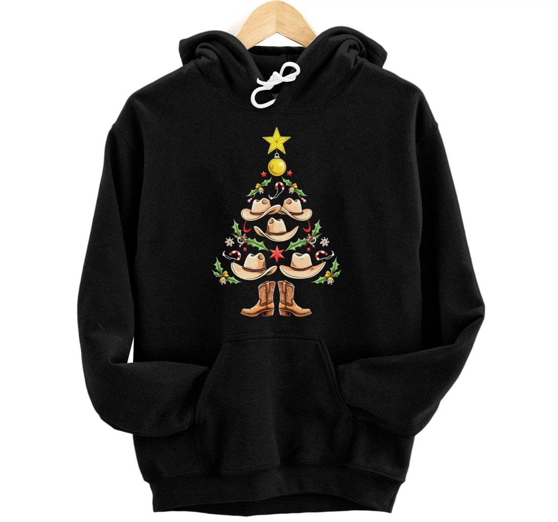 Personalized Christmas Tree Cowboy Country Line Dancing New Year Pullover Hoodie