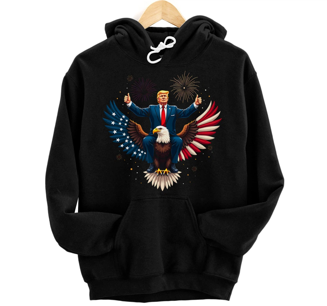 Personalized Trump Riding Eagle Pullover Hoodie