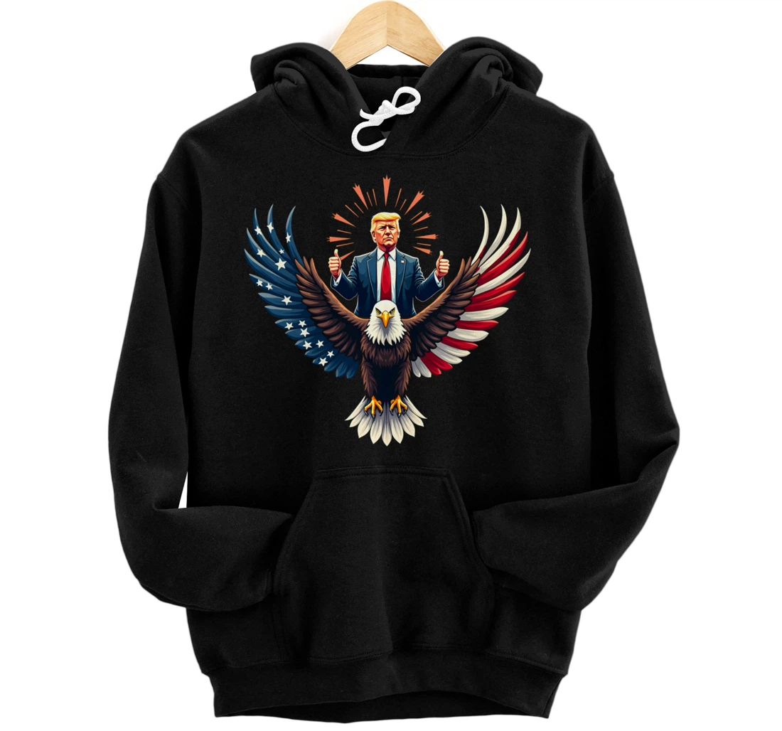 Personalized Donald Trump Riding An Eagle Bold USA US President 2032 Pullover Hoodie