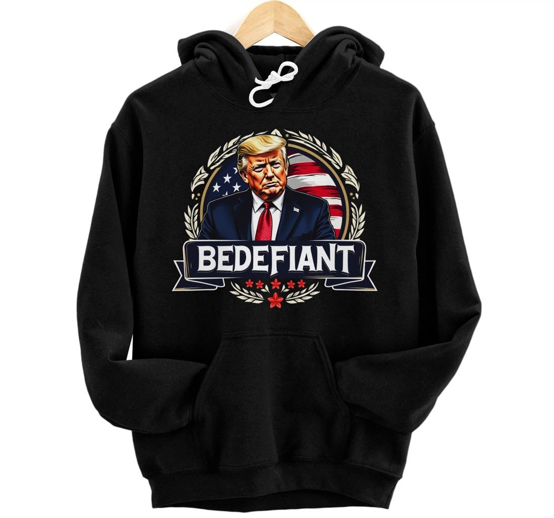 Personalized Trump 2024 #bedefiant Patriotic Apparel – Vote for Trump Pullover Hoodie